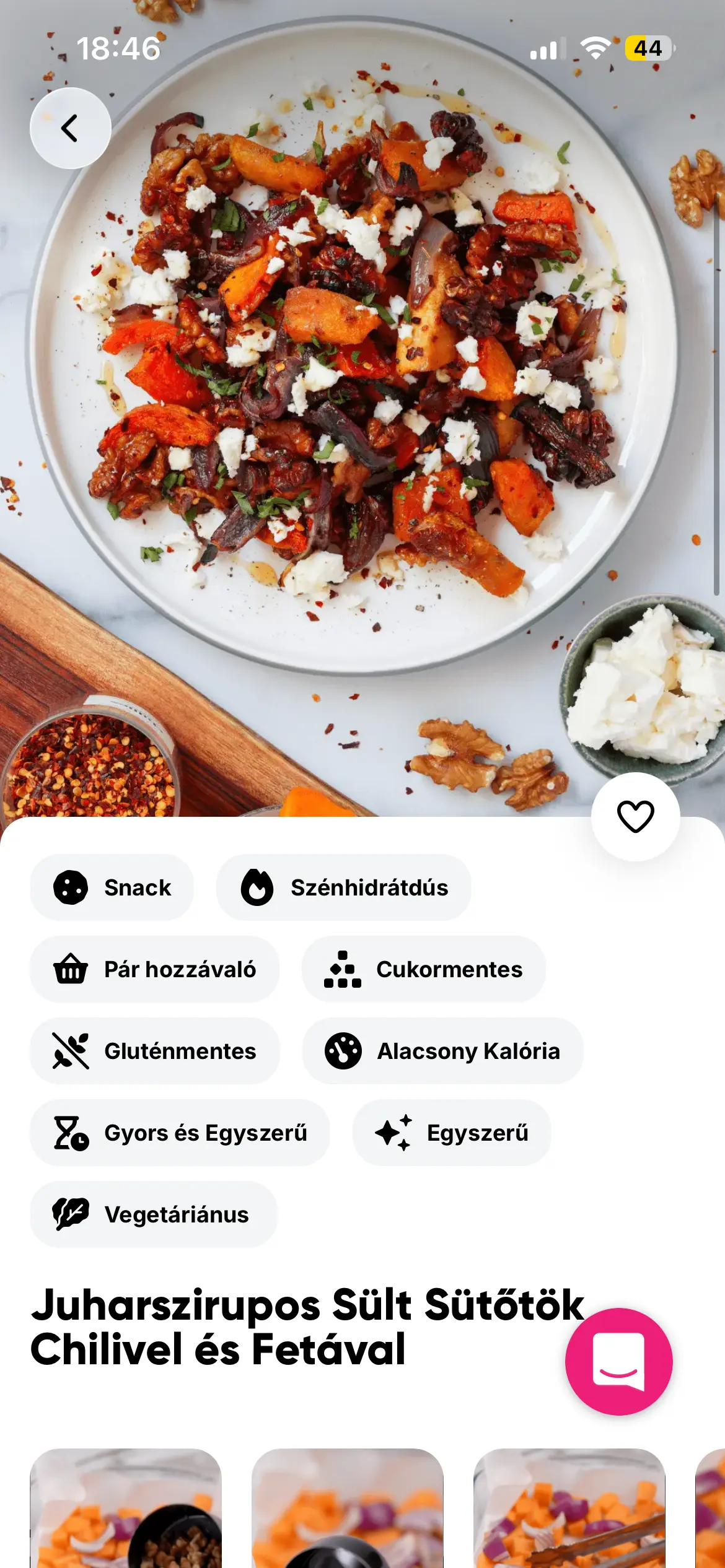 Részletes tápanyag információk minden recepthez